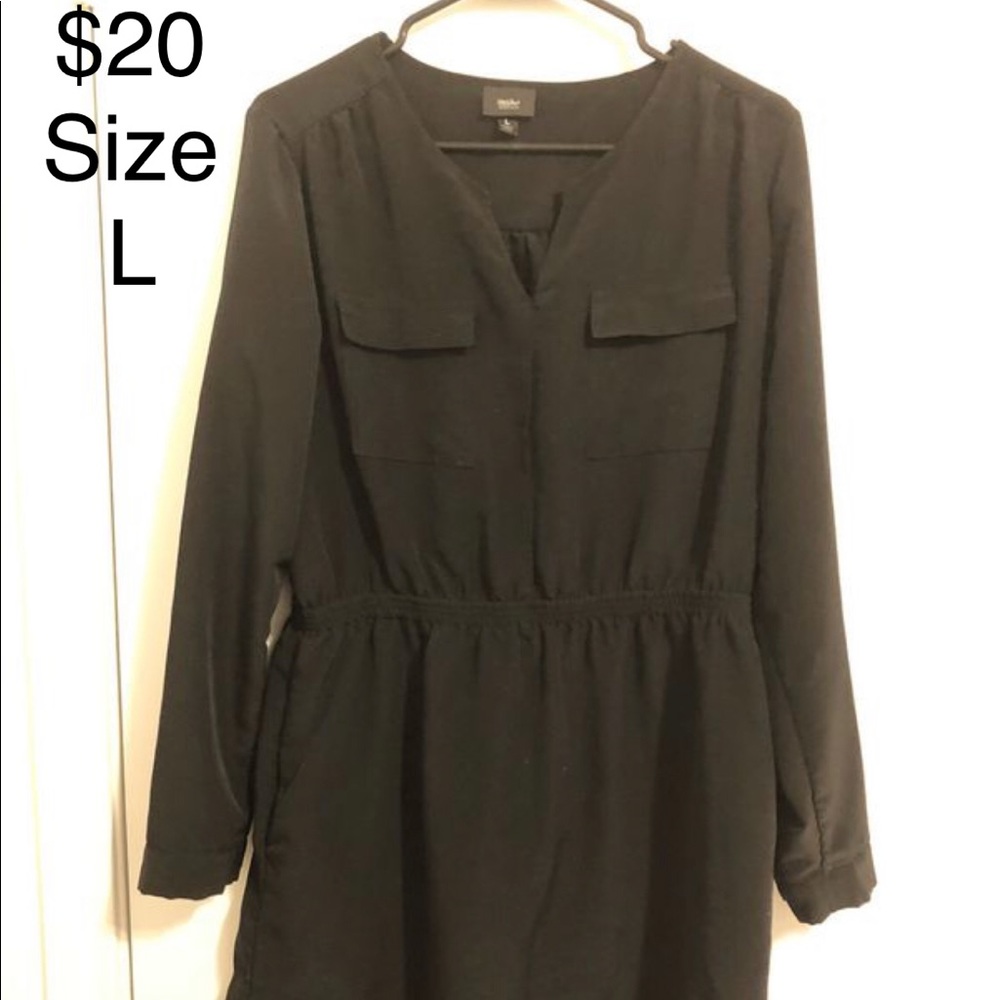 V neck black dress size Large